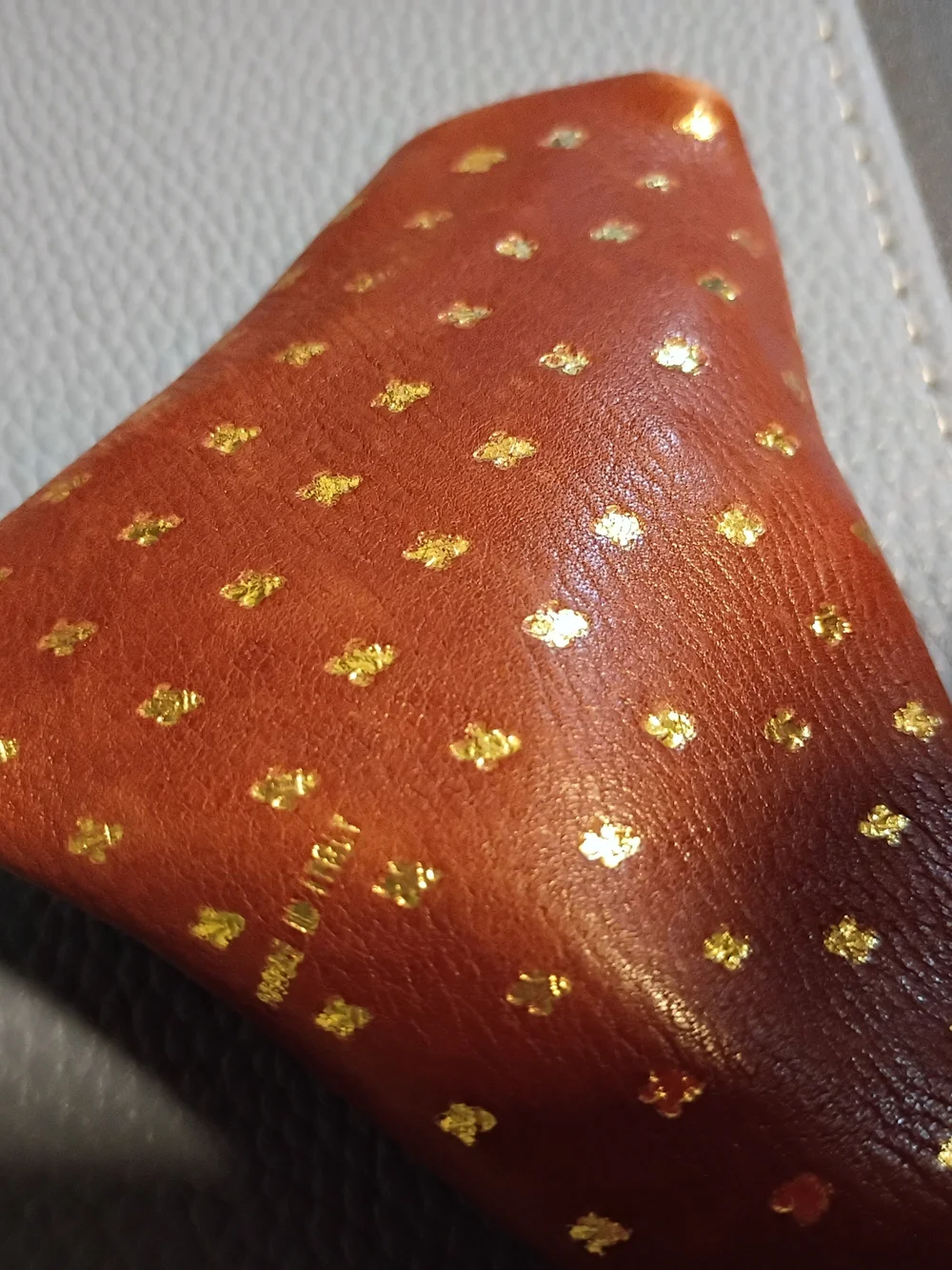 Brown Leather Coin Pouch with Gold Accent